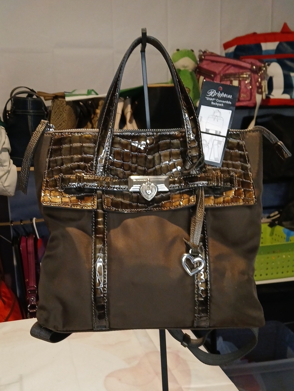 Brighton Bentley Convertible Backpack Bellissimo Heart Collection New!